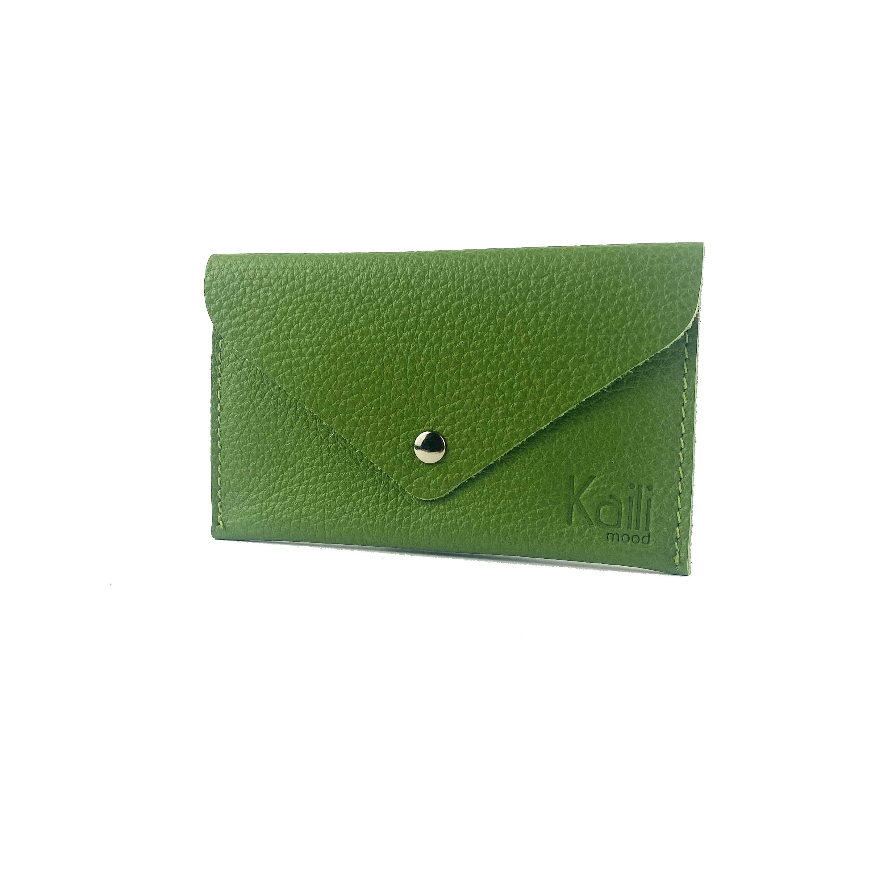 Pochette en Cuir Vert Pleine Fleur – Fabrication Italienne & Élégance Intemporelle