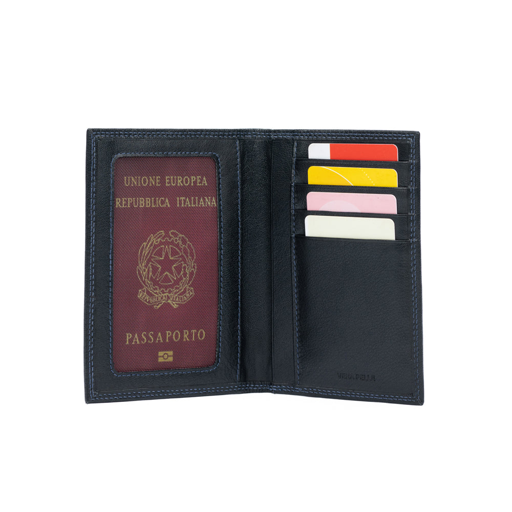 Porte-documents & passeport en cuir pleine fleur premium – Fabrication italienne – Noir