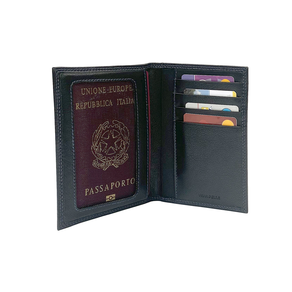 Porte-documents & passeport en cuir pleine fleur premium – Fabrication italienne – Noir