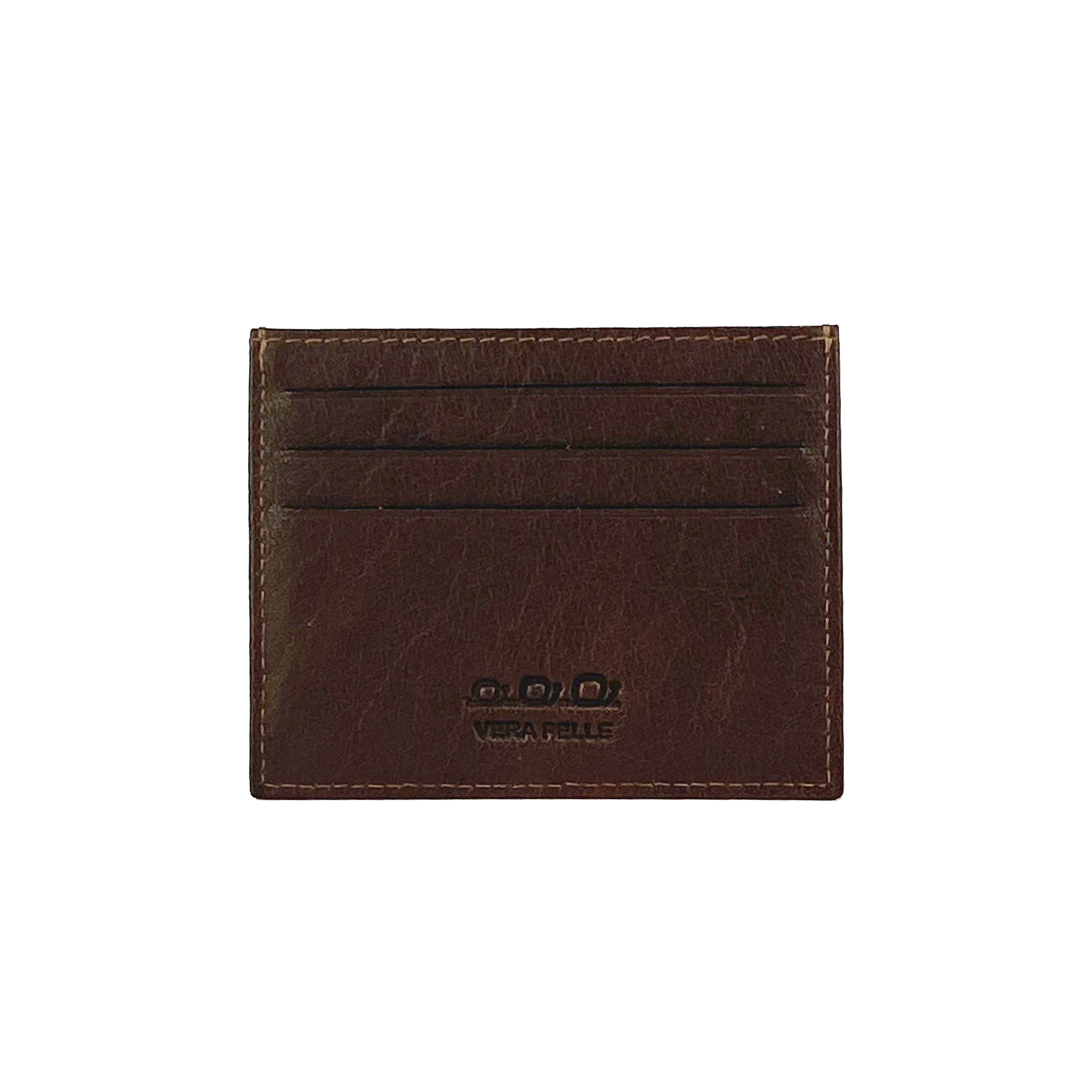 Porte-cartes en cuir pleine fleur marron – Élégance intemporelle