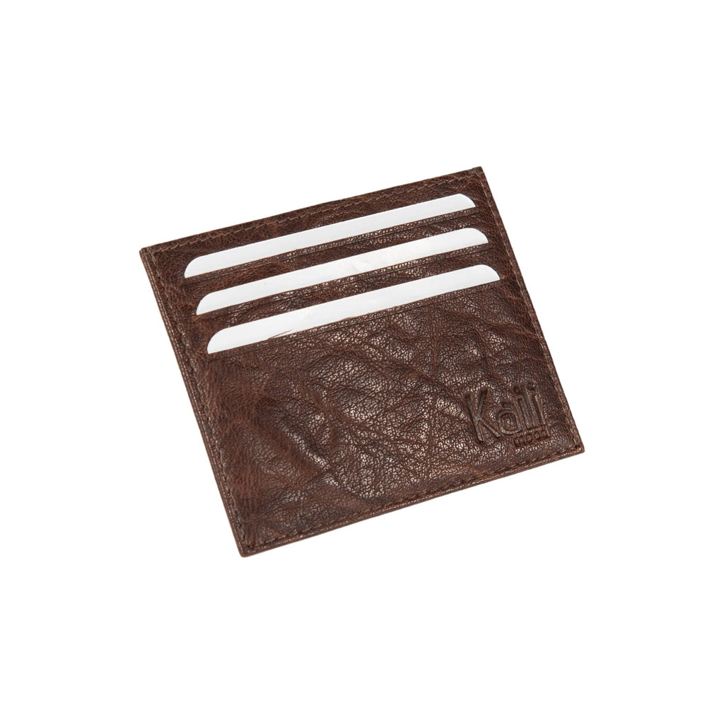 Porte-cartes en cuir pleine fleur marron – Élégance intemporelle