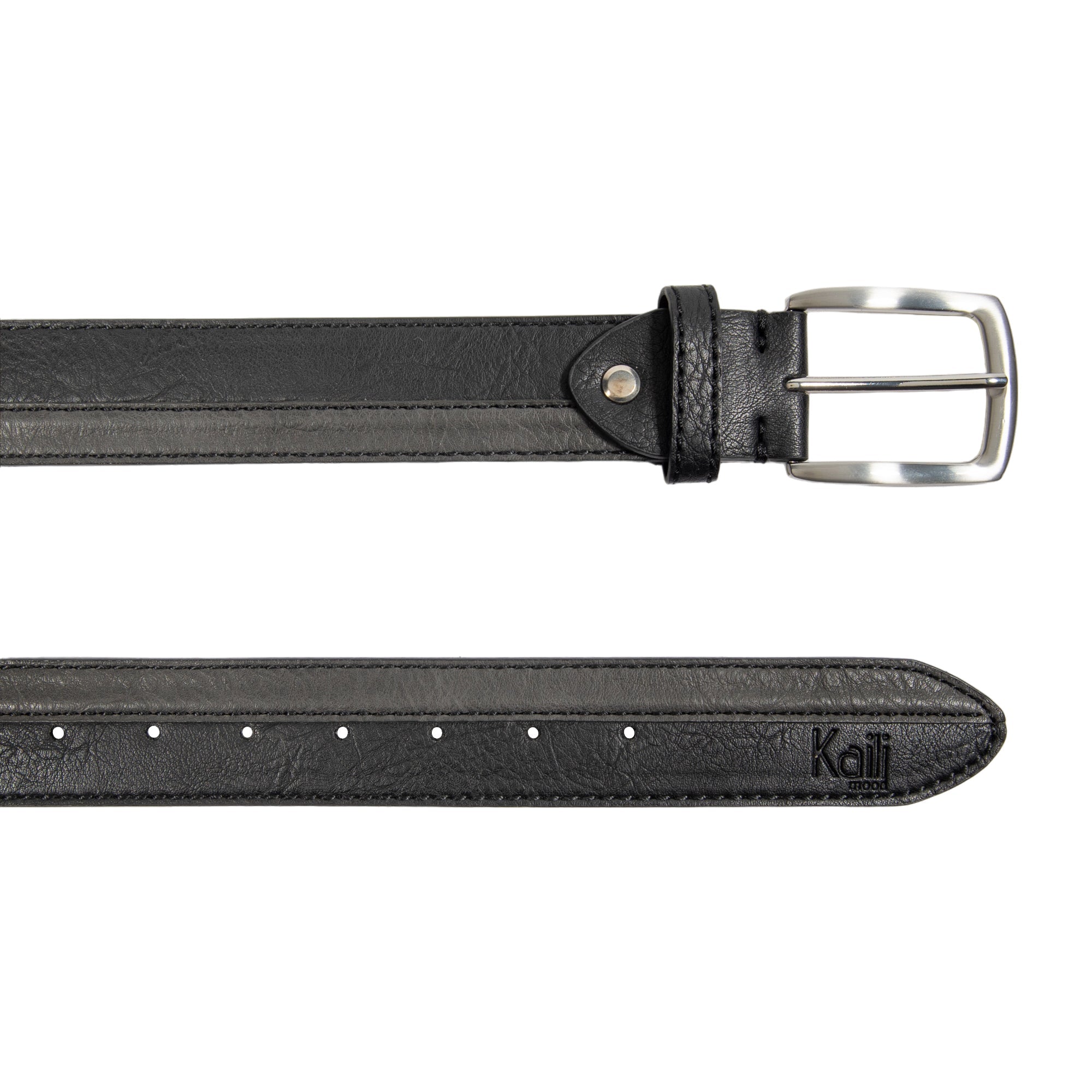 Ceinture Homme Bicolore Noir & Anthracite – Élégance Moderne avec Boucle Satinée