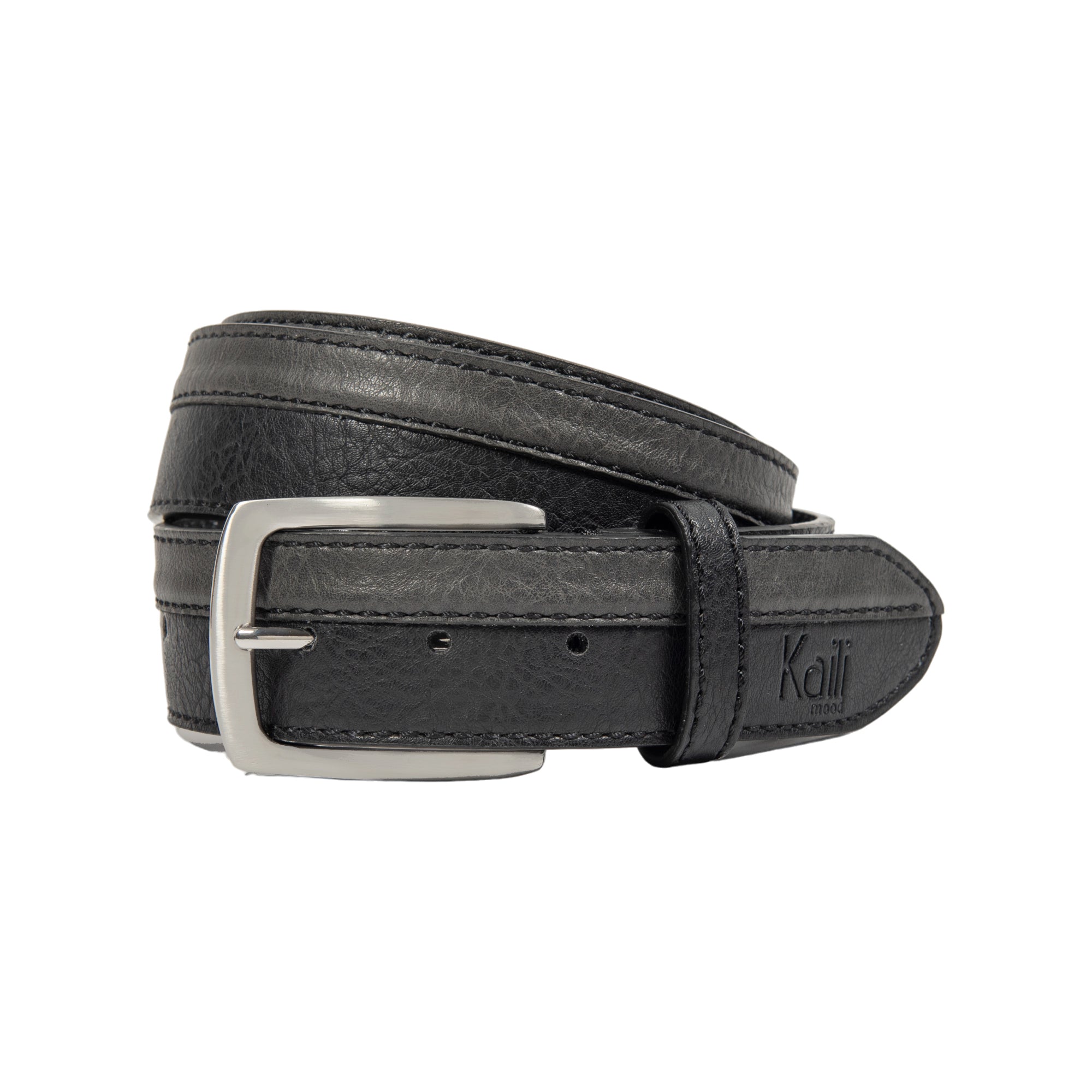 Ceinture Homme Bicolore Noir & Anthracite – Élégance Moderne avec Boucle Satinée