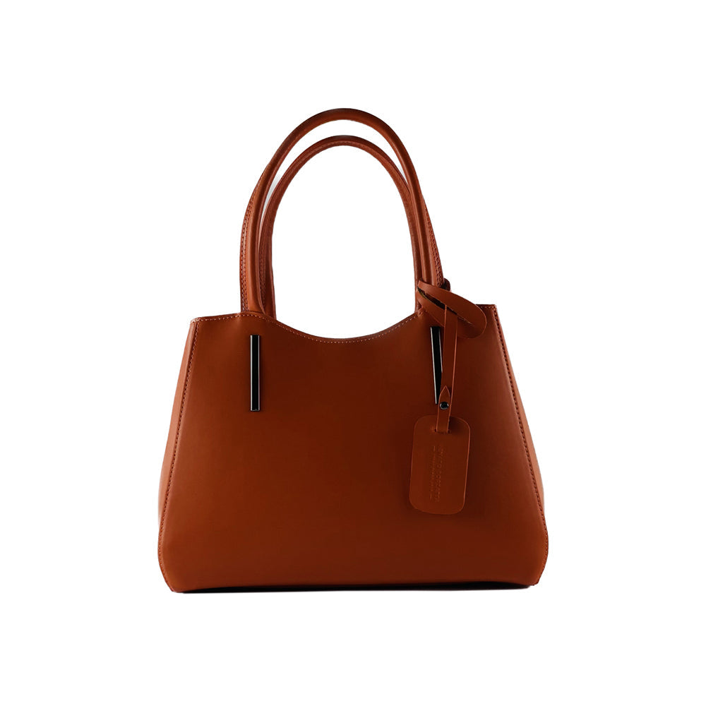 Sac à Main Femme en Cuir Italien Paprika – Bandoulière Amovible, Finitions Métal Canon de Fusil