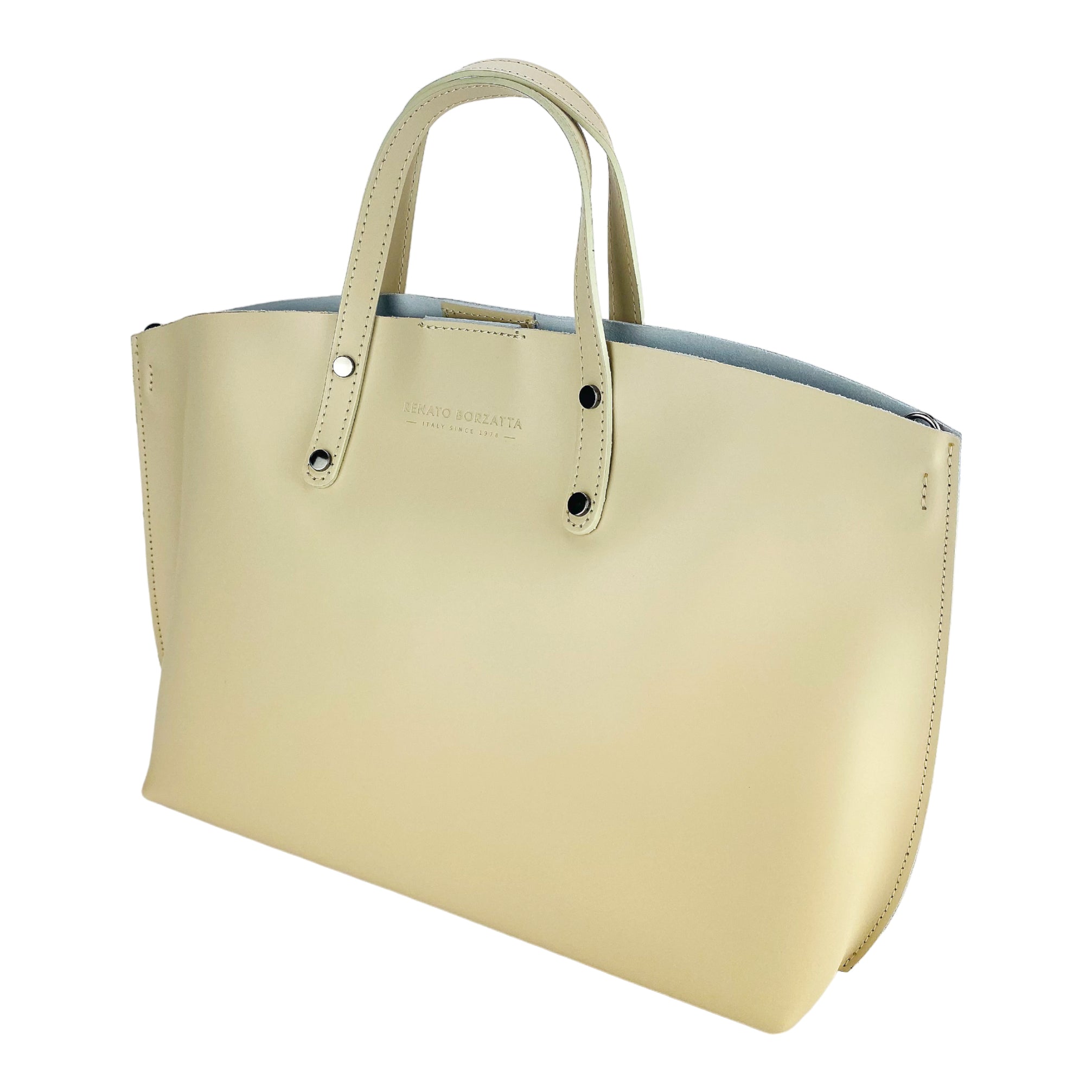 Grand Sac à Main Femme en Cuir Italien – Bandoulière Amovible – Beige Élégant