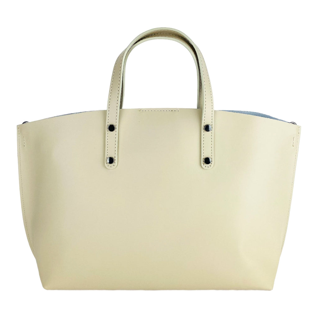 RB1024AL | Large Women's Handbag in Italian Leather – Detachable Shoulder Strap – Elegant Beige