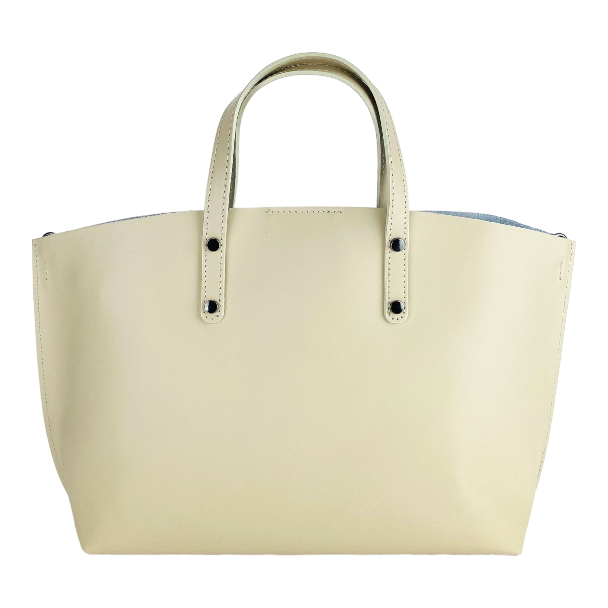 Grand Sac à Main Femme en Cuir Italien – Bandoulière Amovible – Beige Élégant